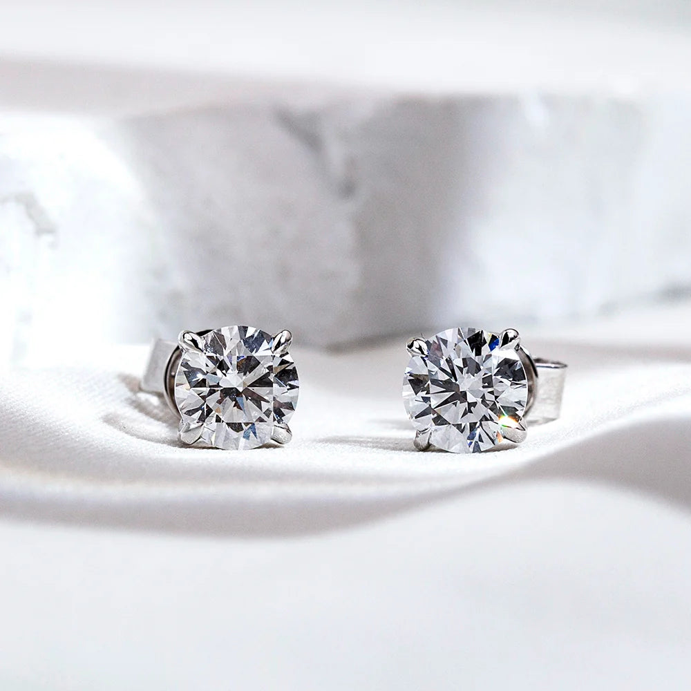 Classic Basket Diamond Stud Earrings