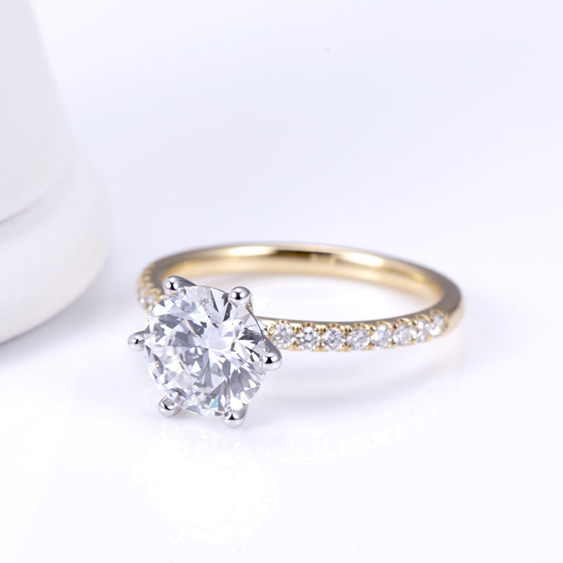 Two-Tone Solitaire Ring with Pavé Band (2 CT)