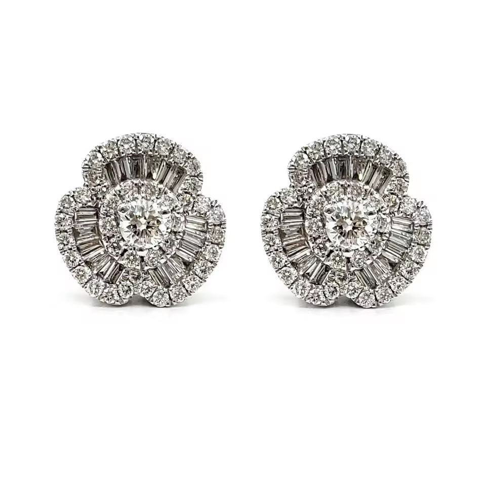 Art Deco Bloom Diamond Earrings (0.63 TCT)