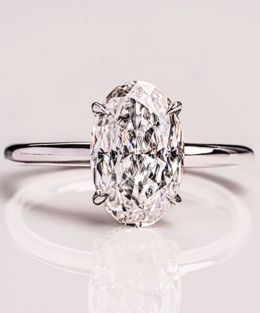 Oval Solitaire Ring With Hidden Halo (2.5 CT)