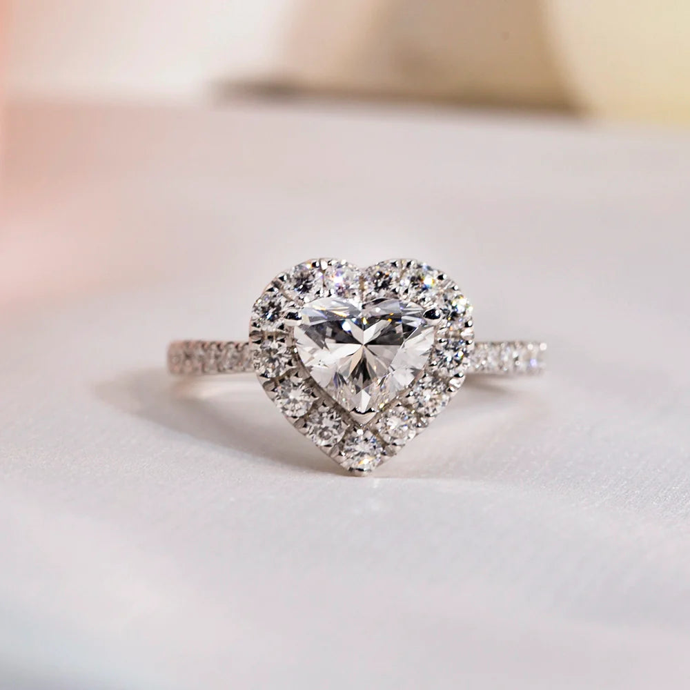Heart-Shaped Halo Diamond Engagement Ring (1 CT)