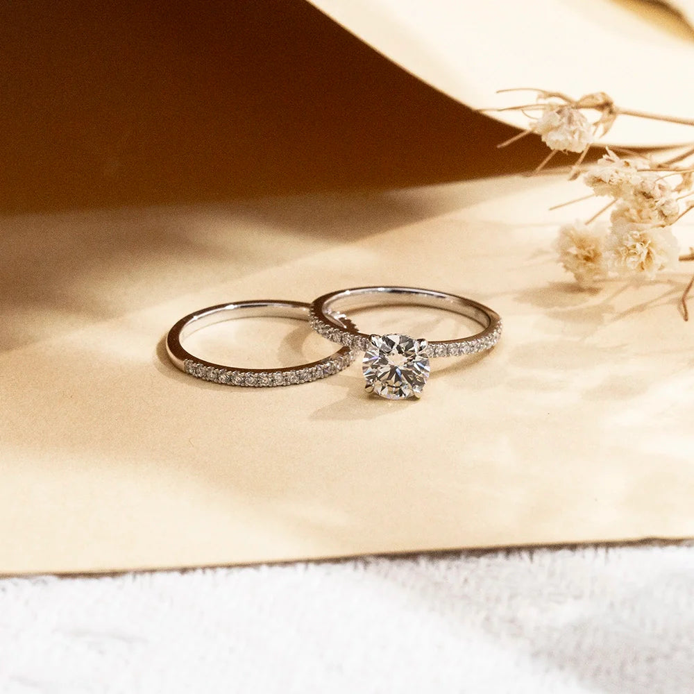 Round Solitaire Bridal Pave Set (1.3 CT)