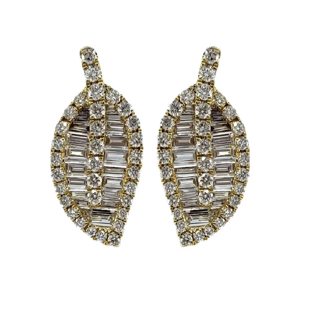 Diamond Leaf Baguette Earrings (0.85 TCT)