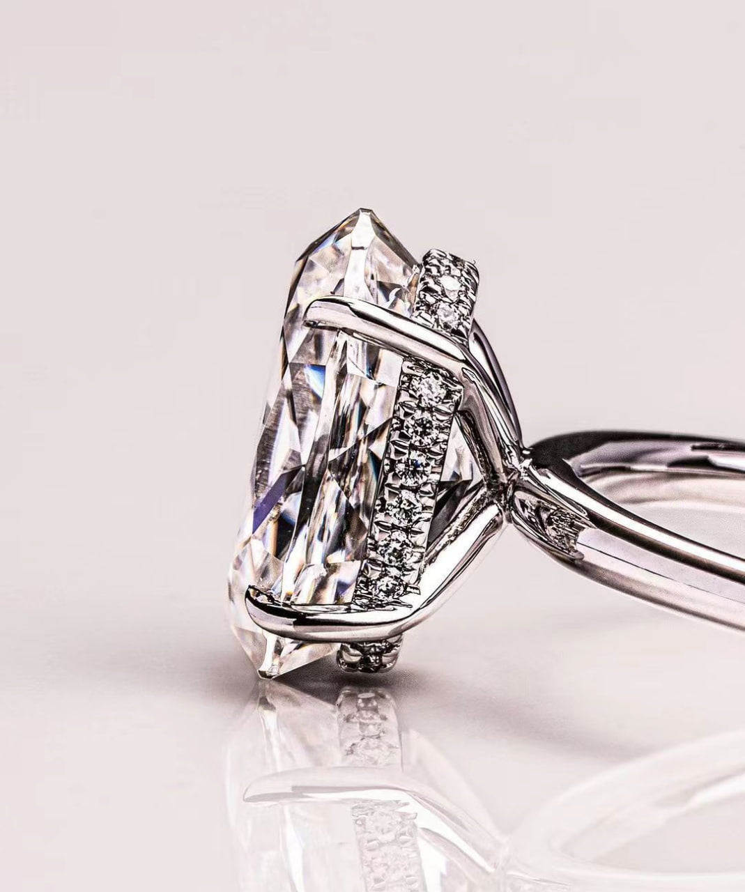 Oval Solitaire Ring With Hidden Halo (2.5 CT)