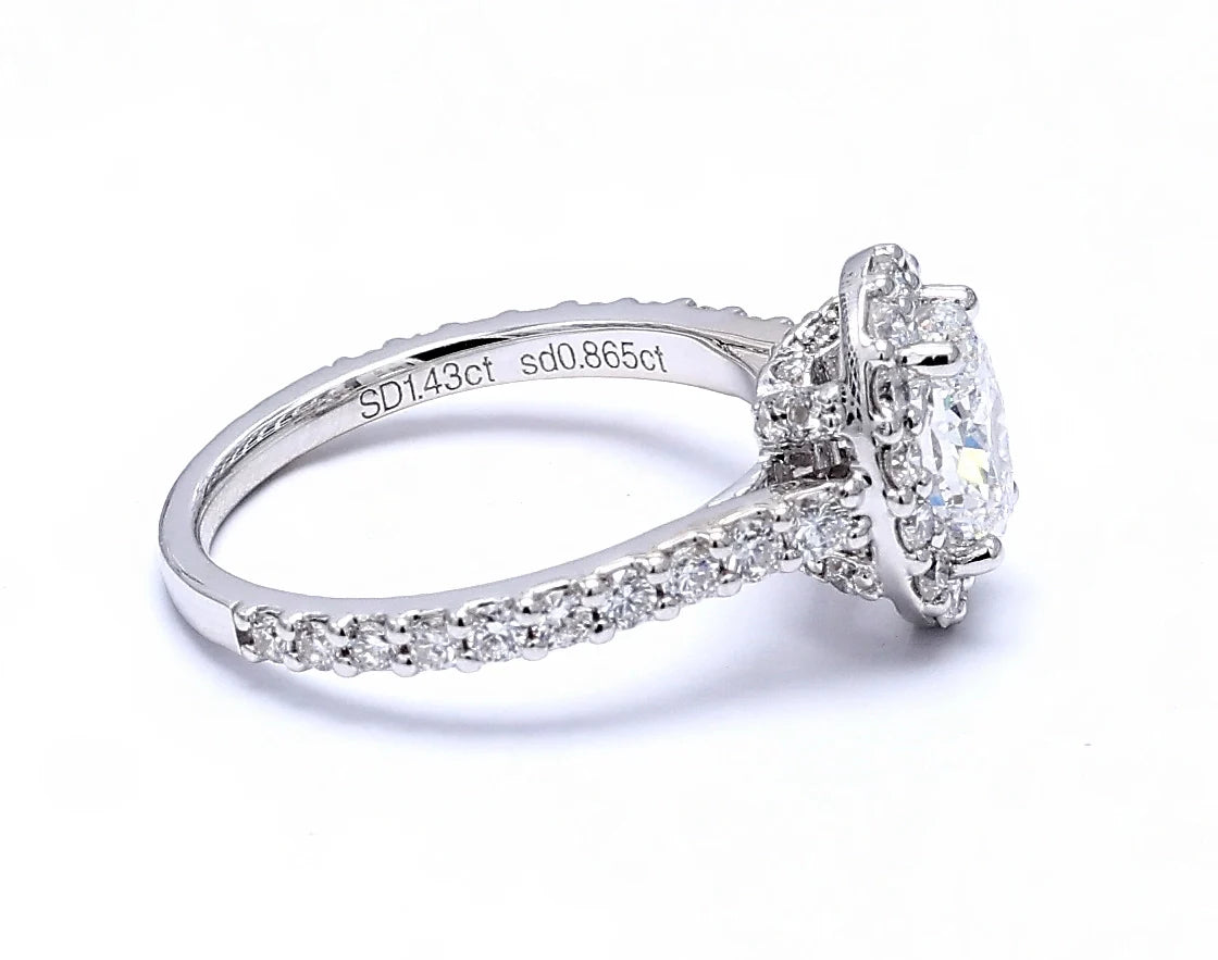 Signature Oval Halo Engagement Ring with Pavé Band (1.4 CT)