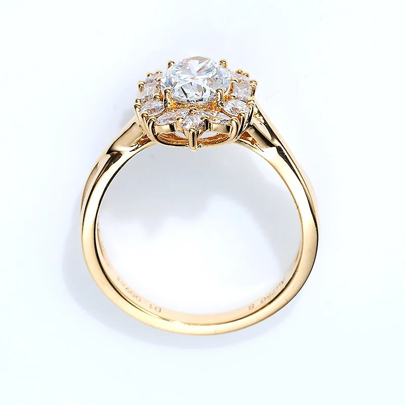 Vintage Floral Oval Halo Engagement Ring (0.5 CT & 1 CT)
