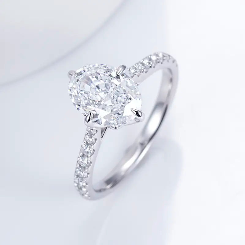 Oval Solitaire With Pave Band (2 CT)