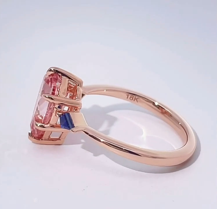 Pear Cut Pink Diamond Ring with Kite-Cut Sapphires (2.7 CT)