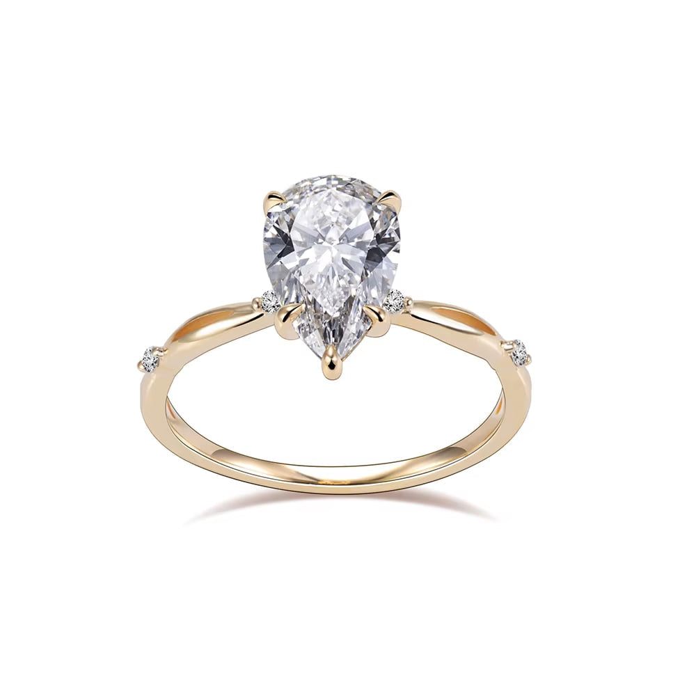 Vintage Pear Cut Engagement Ring with Twisted Pavé Band (2 CT)