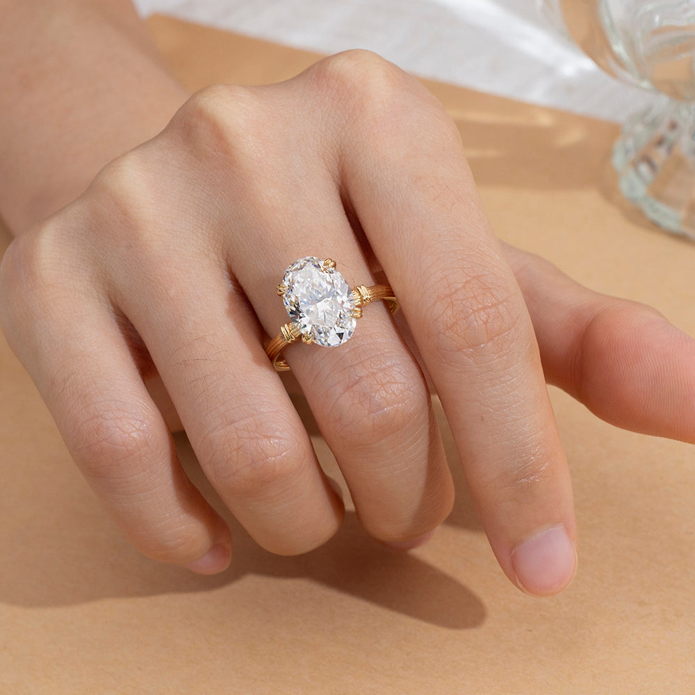 Vintage Oval Solitaire with Fluted Band