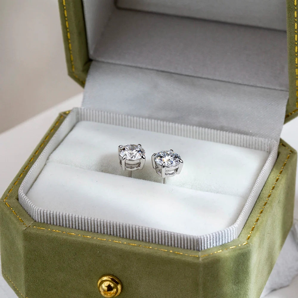 Classic Basket Diamond Stud Earrings