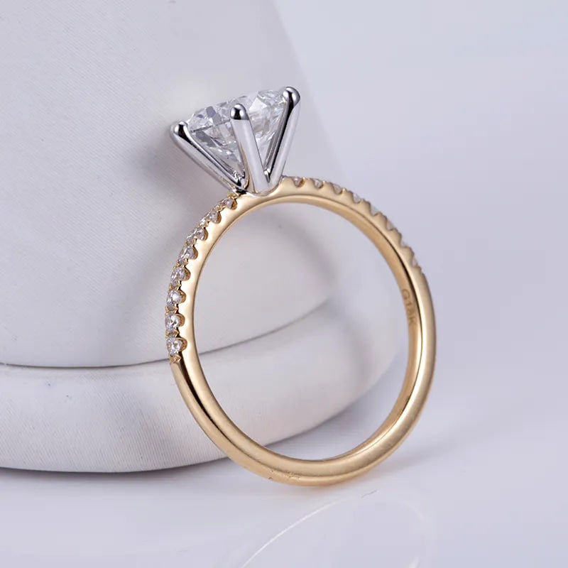 Two-Tone Solitaire Ring with Pavé Band (2 CT)