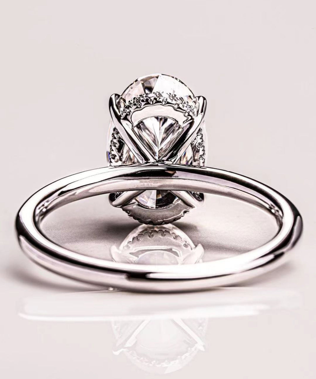 Oval Solitaire Ring With Hidden Halo (2.5 CT)