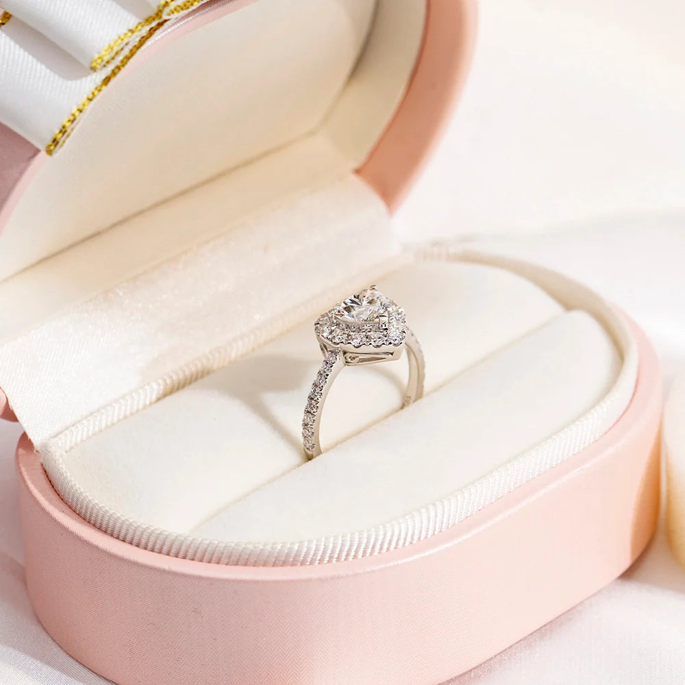 Heart-Shaped Halo Diamond Engagement Ring (1 CT)
