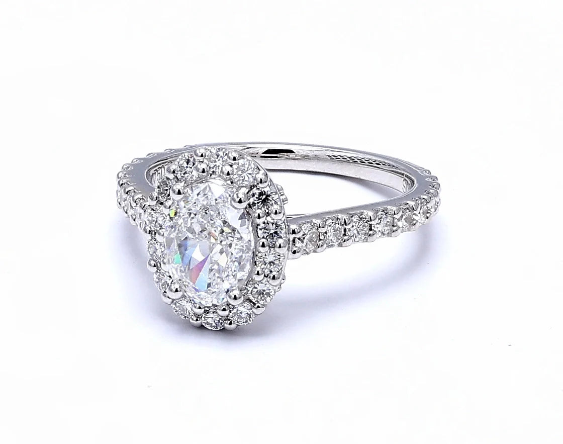 Signature Oval Halo Engagement Ring with Pavé Band (1.4 CT)