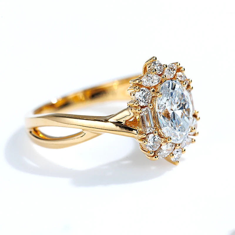 Vintage Floral Oval Halo Engagement Ring (0.5 CT & 1 CT)