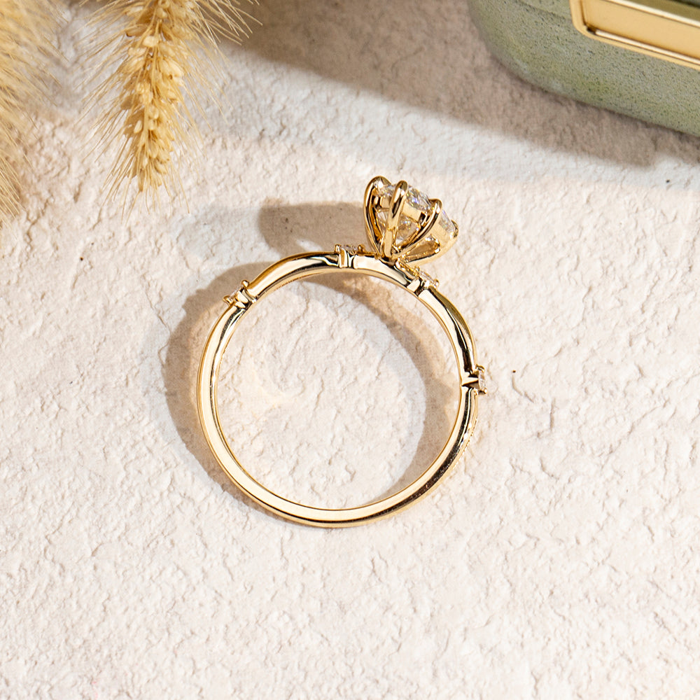 Vintage Pear Cut Engagement Ring with Twisted Pavé Band (2 CT)