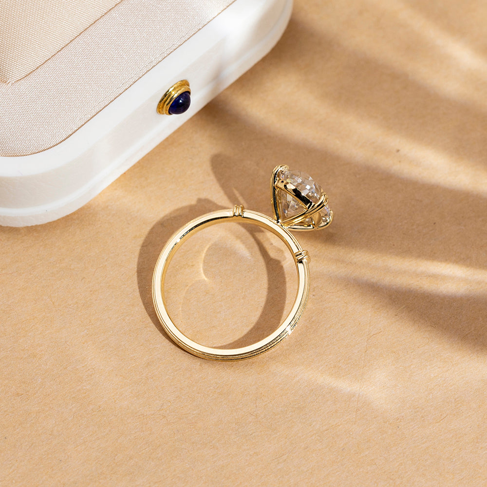 Vintage Oval Solitaire with Fluted Band