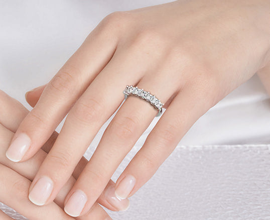 Princess Cut Diamond Half Eternity Ring (2 TCT)