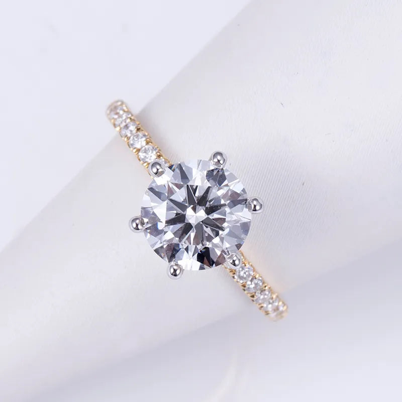 Two-Tone Solitaire Ring with Pavé Band (2 CT)