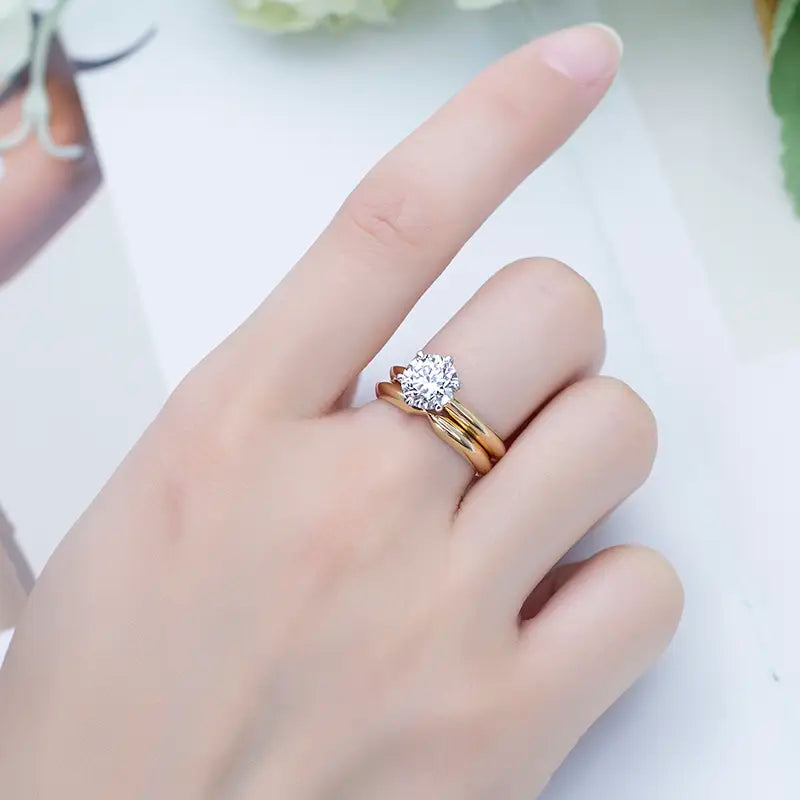 Classic Round Solitaire & Plain Band Bridal Set (1.5 CT)