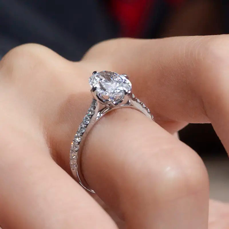 Oval Solitaire With Pave Band (2 CT)