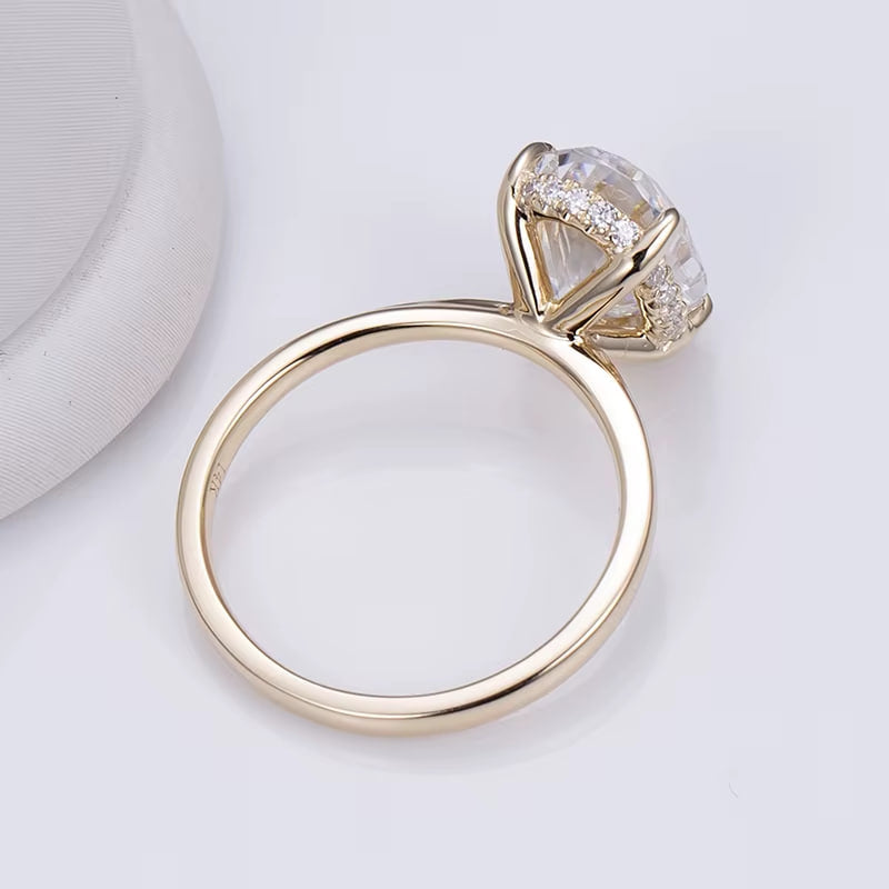 Oval Solitaire Ring With Hidden Halo (2.5 CT)