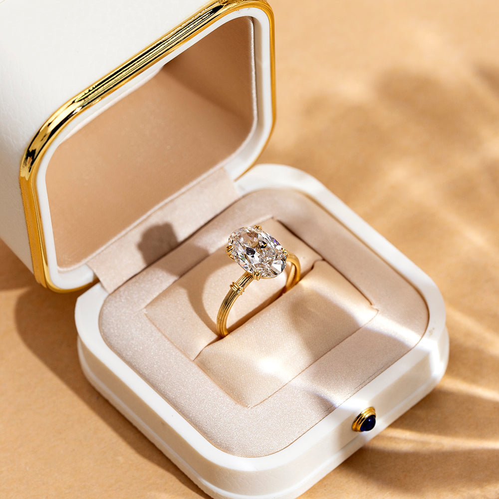 Vintage Oval Solitaire with Fluted Band