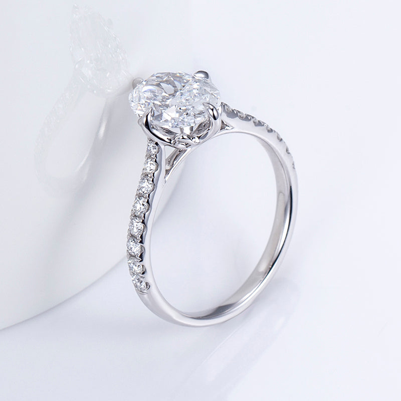 Oval Solitaire With Pave Band (2 CT)