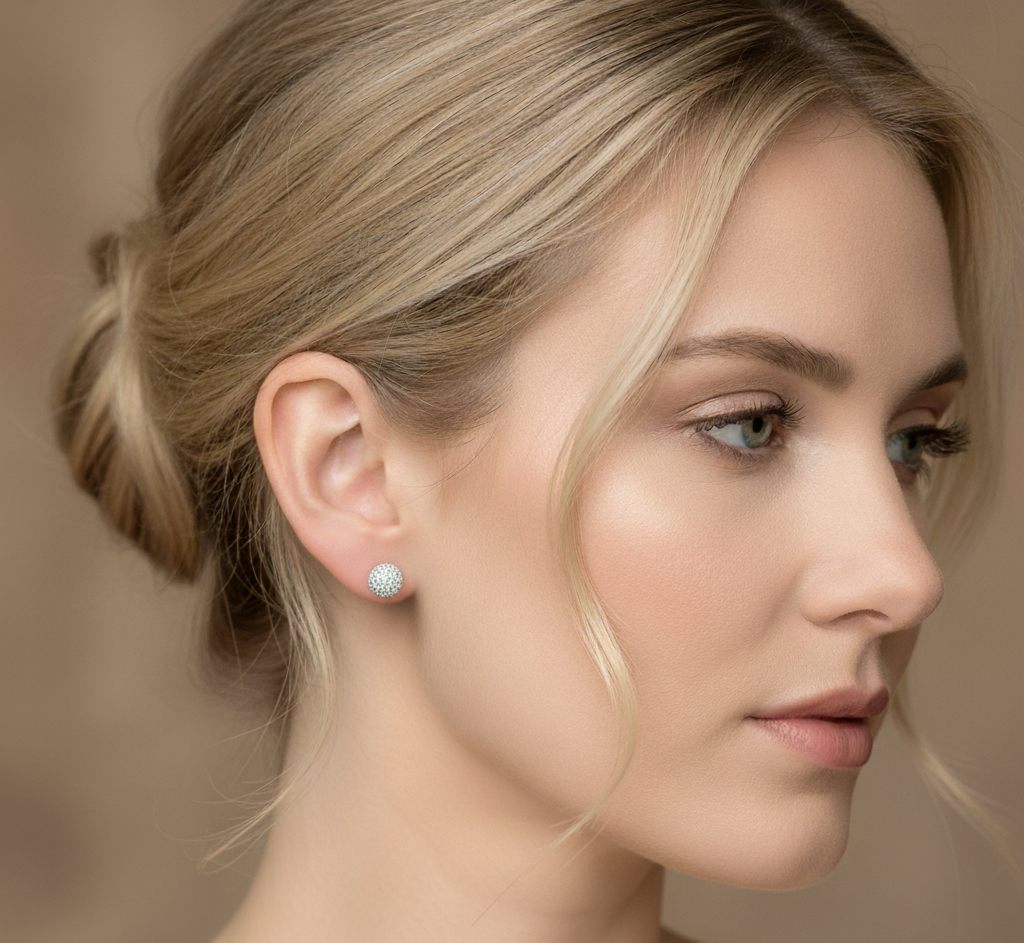 Pavé Diamond Sphere Stud Earrings (2.2 TCT)