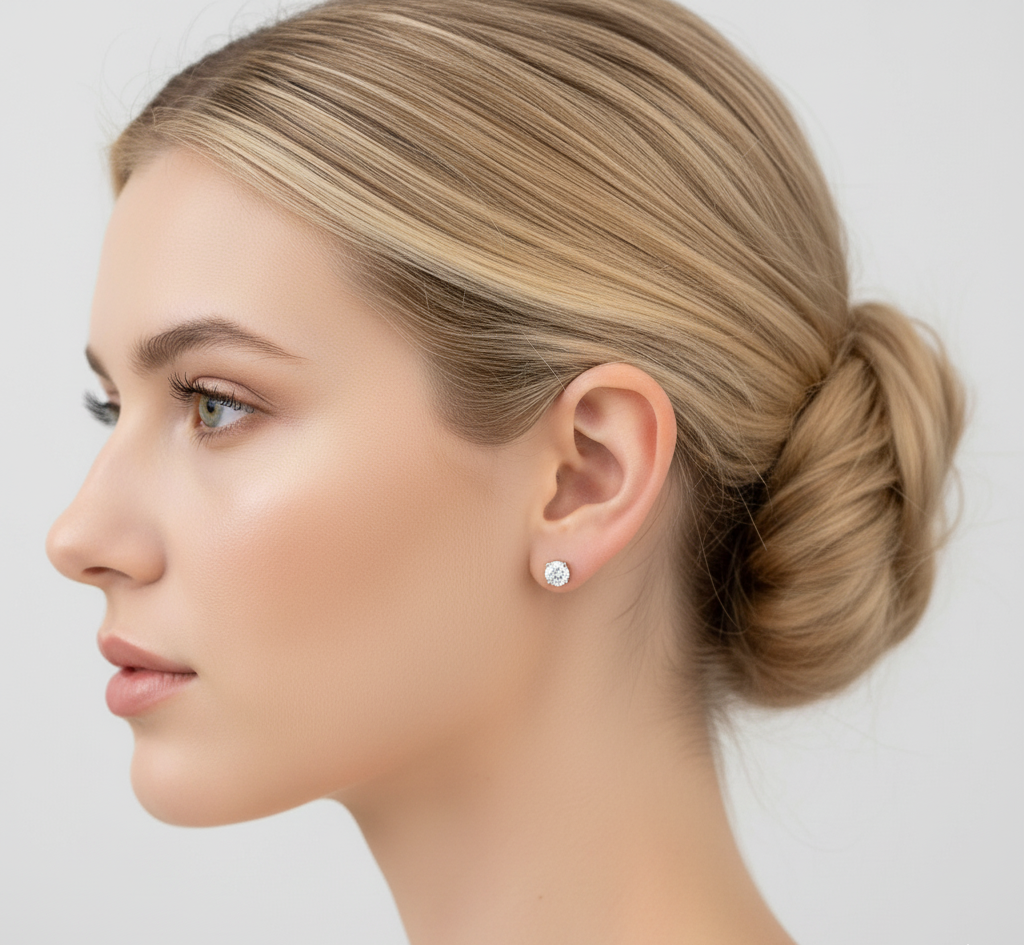 Four-Prong Martini Lab Diamond Stud Earrings