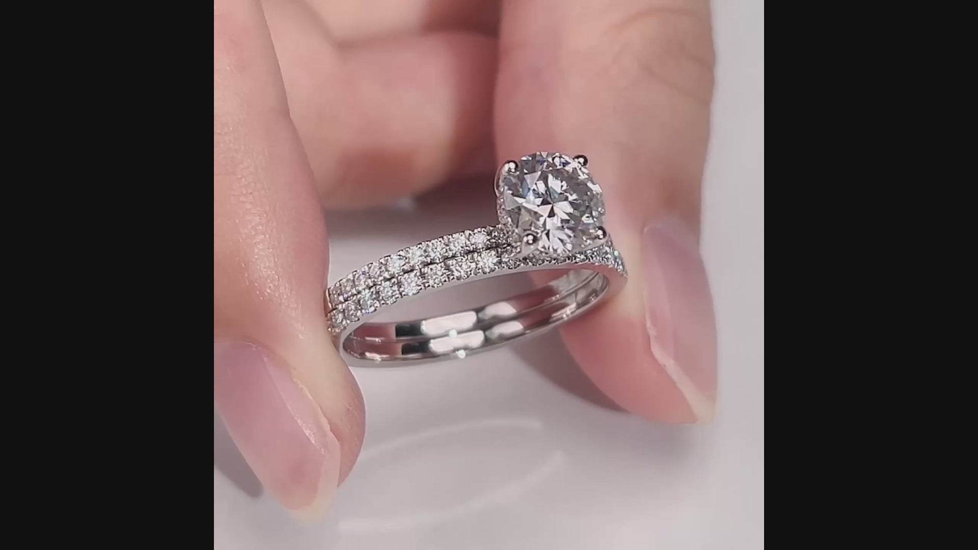 Round Solitaire Bridal Pave Set (1.3 CT)