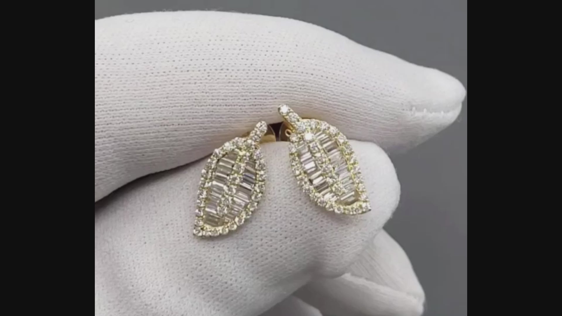 Diamond Leaf Baguette Earrings (0.85 TCT)
