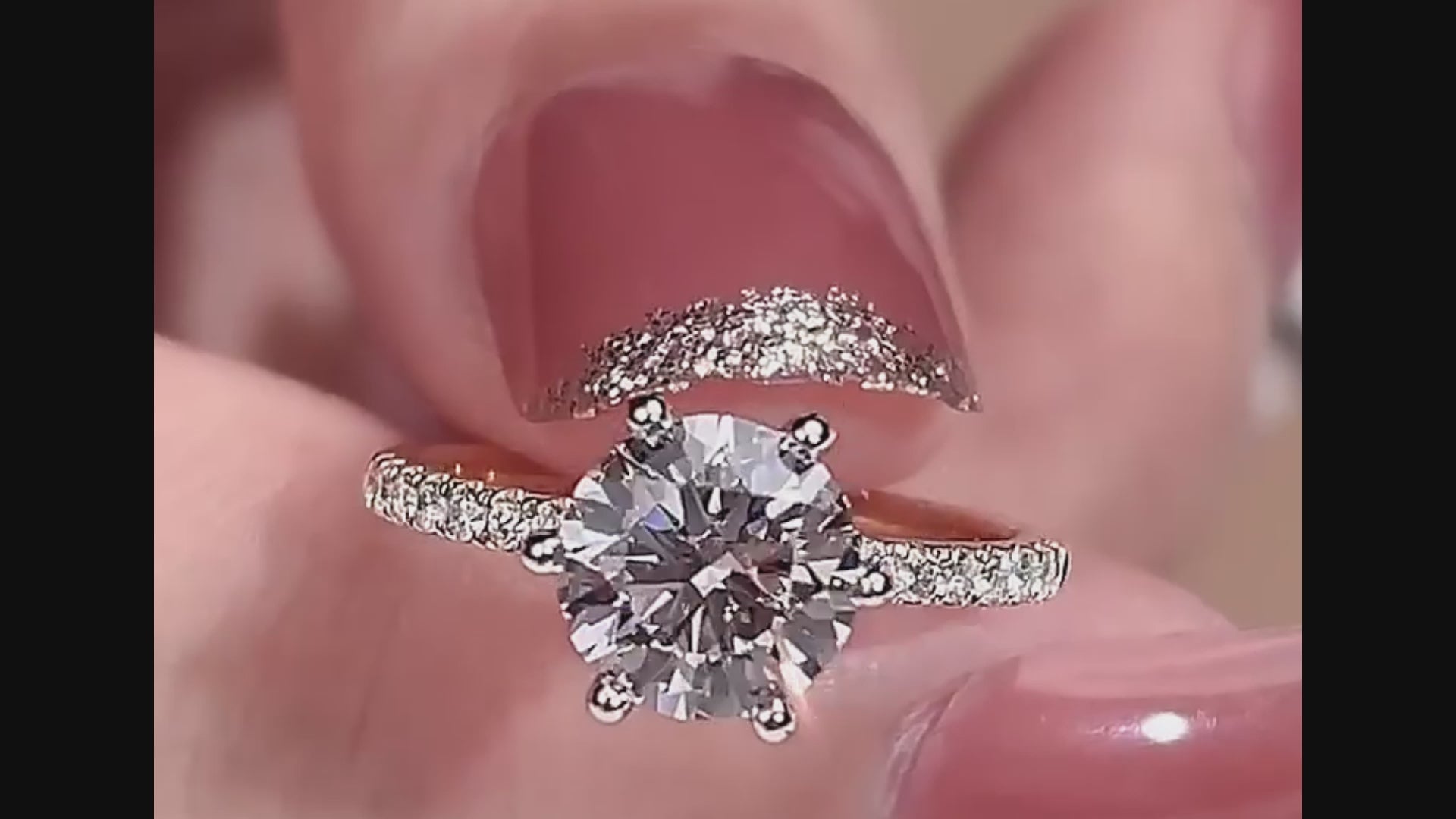 Two-Tone Solitaire Ring with Pavé Band (2 CT)