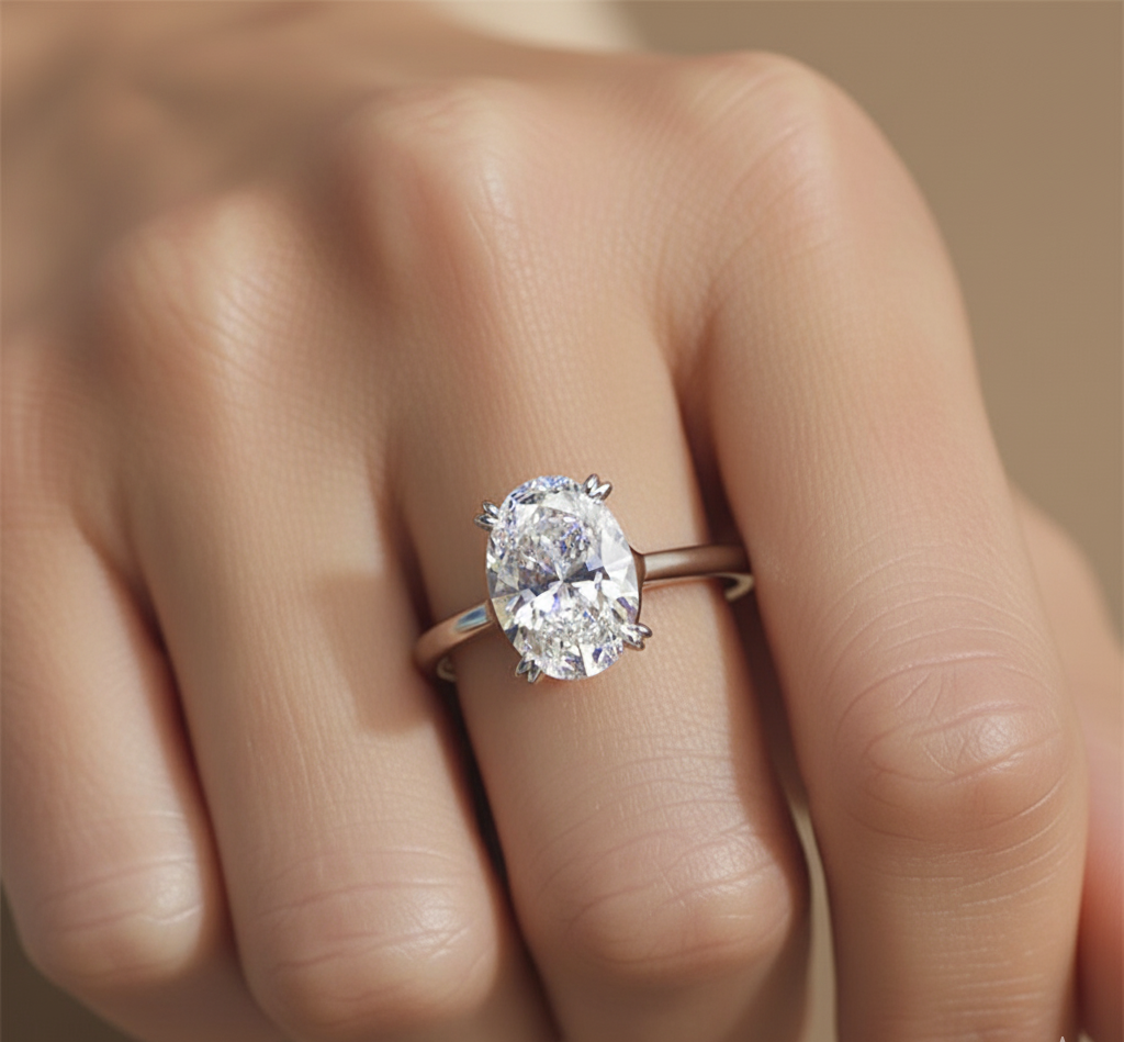 Four Twisted Prong Oval Solitaire (3 CT)